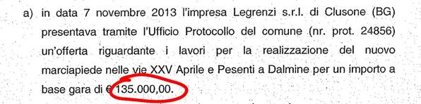 Mette subito l'accento sui 135mila euro spesi per 65 metri di marciapiede #opendalmine http://t.co/5pDFd4ZAap